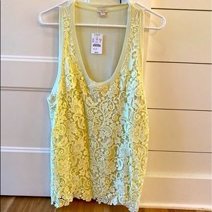 J Crew yellow lace tank XL